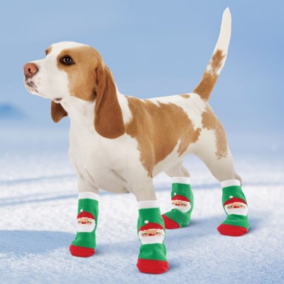 Other - Adorable Slip-Resistant Knit Santa Claus Pet Socks XL